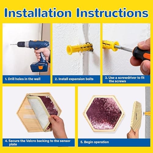 LILXIU 16 PCS Sensory Wall Panel with 9 Wooden Frame Replaceable Flip Sequin Board Textured Sensory Mats for Wall and Floor Early Learning Fidgeting Activity thumbnail 8