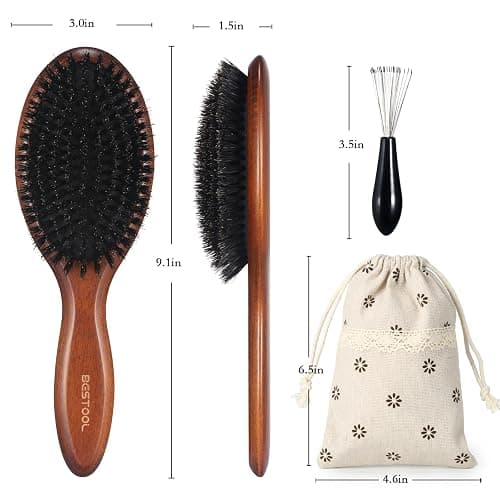BESTOOL Hair Brush, Boar Bristle Hair Brushes for Women Men Kids, Boar Bristle Brush for Hair Smoothing, Everyday Brush Enhances Shine & Health thumbnail 7