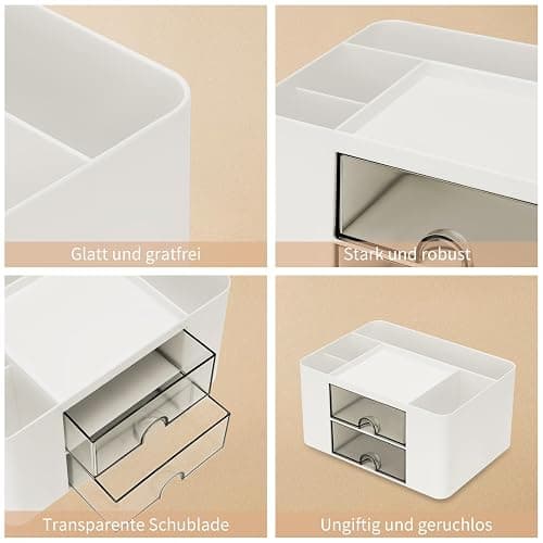 RISEMART Schreibtischorganisator mit 2 Schubladen, multifunktionaler Stifthalter für den Schreibtisch, Schreibtischorganisatoren und Aufbewahrung mit 5 Fächern, Desktop-Organizer für Büro thumbnail 6