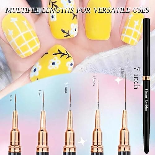 5pcs Nail Art Liner Brushes, Liner Brush For Nails Gel, Thin Nail Art Brush, Sizes 7/9/11/15/25mm. 3pcs Nail Art Clean Up Brushes, For Nail Design Painting Diy And Clean Polish Mistake On The Cuticles thumbnail 7