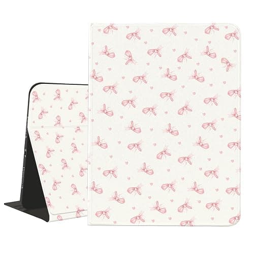 JOYLAND Kawaii Pink Bow Ribbon Case for 10.2 Inch iPad 9th/8th/7th Generation(iPad 2021/2020/2019) with Pencil Holder Multi-Angle Stand Aesthetic Girly Leather Cover Auto Sleep/Wake for Girls - 10.2" iPad 9th/8th/7th Generation - Bow Ribbon - Image 1