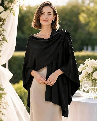 Darller Shawl Wraps for Women, Open Front Cape Poncho Sweater Scarf | Elegant Design, Casual Cardigan Shawls, For Evening Dress, Wedding Party, For Spring Fall Winter, Warm Knit Fabric thumbnail 4