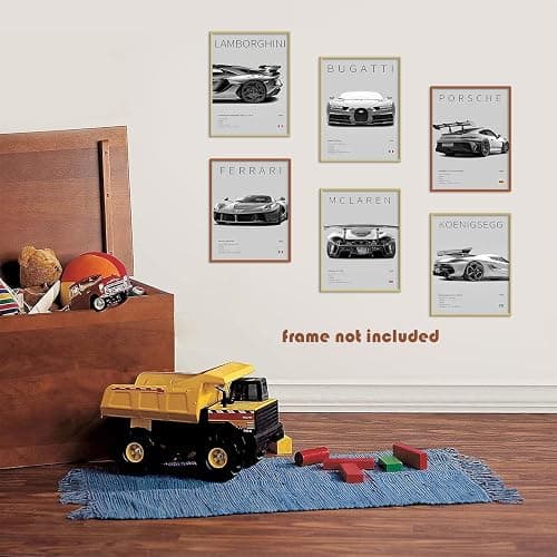CSLGQGV Car Poster Vintage Racing Car Wall Art Supercar Canvas Prints Painting For Men Room Pictures Guys Dorm Room Aesthetics Decor Bedroom Office (Unframed,8×10inch,6pcs) thumbnail 5