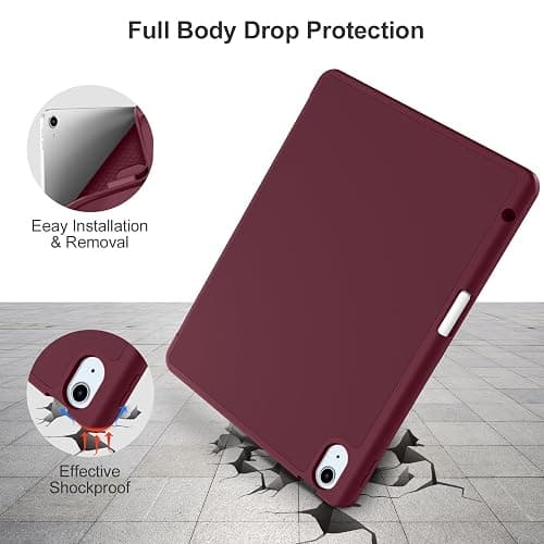 Akkerds for iPad Air 11 Inch Case M4/M3/M2, Air 5th/4th Gen 10.9, WineRed | With Pencil Holder, for iPad Air Case 2026/2025/2024/2022/2020, Soft TPU Back, Slim Trifold Stand Cover, Auto Sleep/Wake thumbnail 4