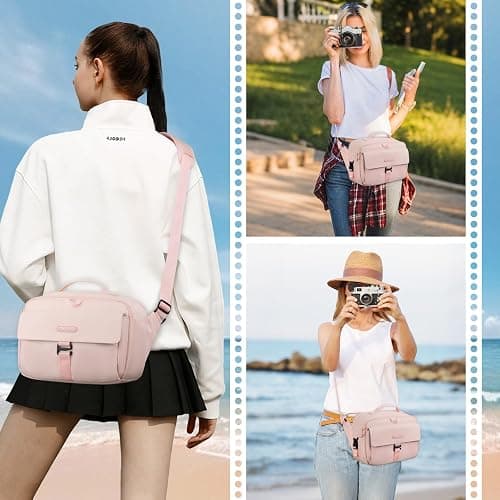 MOSISO Camera Shoulder Bag Case Crossbody Sling Purse, DSLR/SLR/Mirrorless Compact Padded Photography Handbag with Rain Cover Compatible with Canon/Nikon/Sony Cameras and Lenses, Pink thumbnail 6