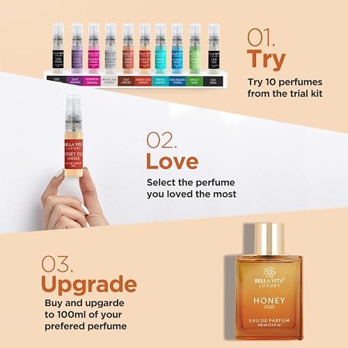 BellaVita Luxury Honey Oud Eau de Parfum (3.4 fl. oz.) | Patchouli, Vanilla, Bergamot, Floral & Spicy + Made with Clean & Vegan Essentials Oils + Cruelty Free | Long-Lasting Unisex Fragrance thumbnail 7