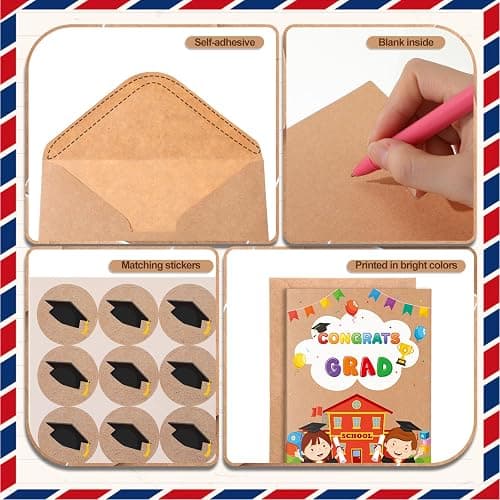 Gueevin 24 Pack Kindergarten Graduation Greeting Cards Class of 2026 Preschool Kindergarten Graduation Gift Card with Envelopes Stickers, 4 x 6 Inch Congrats Grad Greeting Cards for Kids Girls Boys thumbnail 4