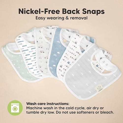8-Pack Organic Baby Bibs for Boys, Girls - Soft Cotton Drooling and Teething Bibs for Baby Girl & Boy, Extra Absorbent, Easy To Clean & Put On for Toddler, Newborn, Infant 0-24 Months (Vessels) thumbnail 9