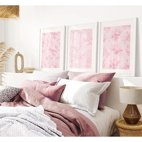 Baccone Pink Floral Wall Art Chinoiserie Flower Wall Decor Pictures Aesthetic Canvas Wall Art Love Shack Fancy Poster Vintage Floral Prints for Living Room Bedroom 12x16 Inch Unframed Set of 3 thumbnail 4