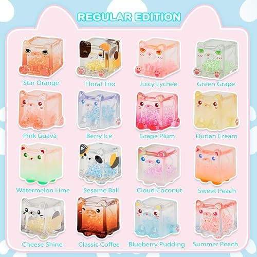 LUCKJOY Square Cat Series Blind Pack (5PCs in one Bag) Random Design Cat Blind Box Figures Collectible Toys Cute Mystery Box Home Decorations Holiday Birthday Gifts thumbnail 3