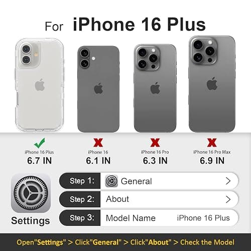 Follaroma for iPhone 16 Plus Case, Heavy Duty Shockproof Protection Phone Cases, Anti-Drop, Dual Layer Transparent Protective Cover Compatible with iPhone 16 Plus, 6.7 inch,Crystal Clear thumbnail 2