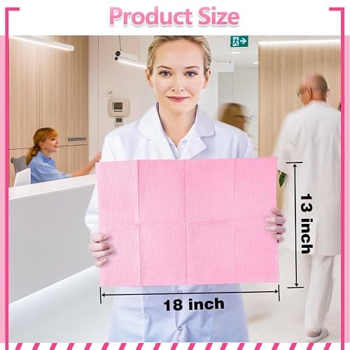 50 PCS Pink Dental Bibs Disposable Nail Art Table Mats Foldable Nail Paper Towels, 3 Ply Disposable Dentist Napkins Patient Bibs Tattoo Bibs Sheets for Salon Manicure Tattoo Dental Clinic thumbnail 3