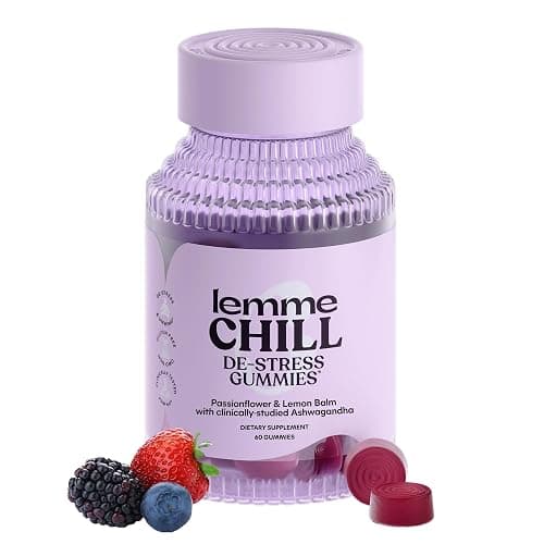 Lemme Chill Stress Relief Gummies with 300mg KSM-66 Ashwagandha, Lemon Balm, Passionflower & Goji to Support Relaxation, Healthy Cortisol & Sleep - Gluten-Free, Non-GMO, Mixed Berry (60 Count) - Image 1