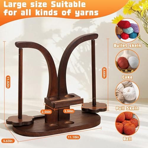 Yarn Holder for Crocheting， Magnetic Yarn Holder, Wood Rotary Yarn Spool Holder,Portable Wrist Yarn Holder, Holder Gifts for Crochet Lovers thumbnail 2