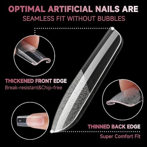 UNA GELLA Medium Square Gel Nail Tips Half Matte 312pcs Medium Square Gel Nails Full Cover False Acrylic Nails Tips for Press On Nails DIY Art Salon Nail Extensions, 12 Sizes - A1-Medium Square Full thumbnail 4