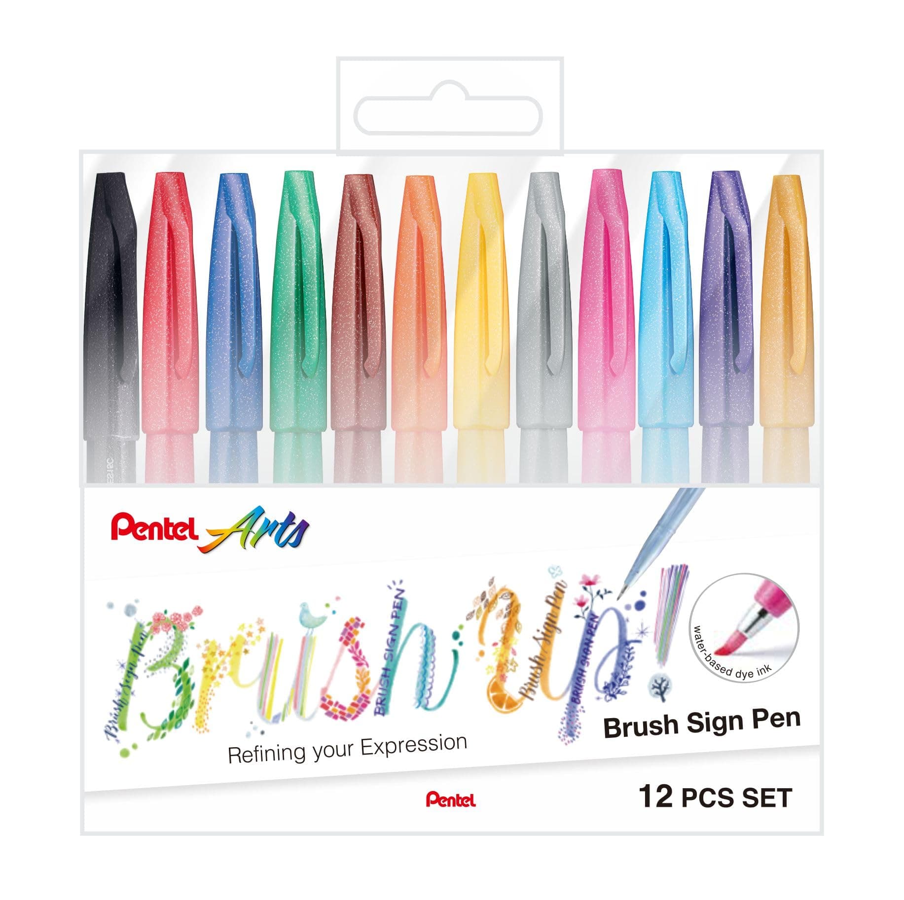 Pentel Kit Caneta Pincel Brush Sign Pen 12 Cores Tradicionais KITBRUSH-12T - Image 1