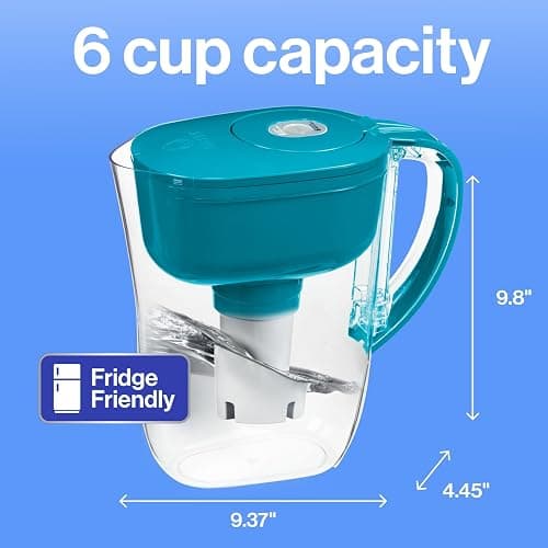 Brita Metro Water Filter Pitcher with SmartLight Change Indicator, BPA-Free, Replaces 1,800 Plastic Water Bottles a Year, Lasts Two Months, Includes 1 Filter, Small - 6-Cup Capacity, Turquoise thumbnail 12