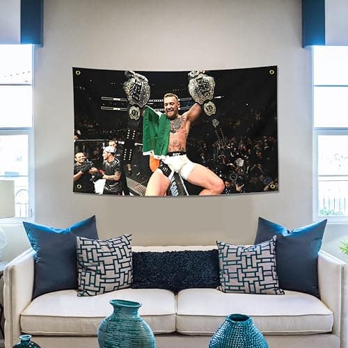 Conor McGregor Boxing Flag Funny Poster Durable Man Cave Wall Flag with Brass Grommets 3x5 Feet Tapestry for College Dorm Room Decor,Outdoor,Bedroom, Parties gifts, travel, filming,events,festivals.. thumbnail 2