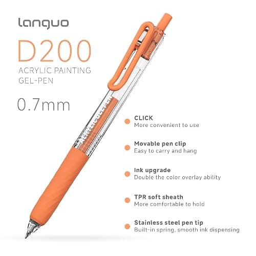 languo Acrylic Gel Pens for Coloring, 54 Colors Click Acrylic Paint Pens Set with 0.7mm Tip for Adult Coloring, Colored Gel Pens for Black Paper, Rock, Glass, Fabric, DIY and Art Crafts Supplies thumbnail 3