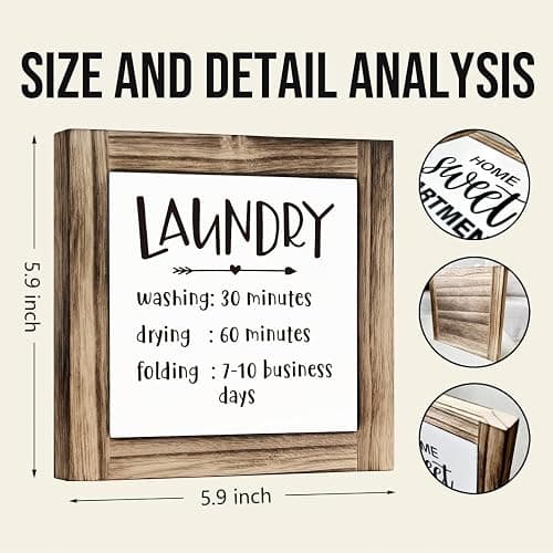 Laundry Decor, Laundry List Sign Decor, Laundry - Washing - Drying - Folding, Box Sign Wood Desk Sign Decor, Funny Laundry Room Decor, Farmhouse Decor for Laundry Room, Kitchen Decor thumbnail 3