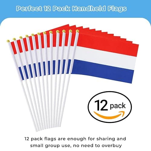 12 Pack Dutch Flags on Stick, 5.5 x 8.2 Inch Small Netherlands Handheld Flags for Parade Handouts, Cultural Events, National Day, School Activities and Celebrations thumbnail 3