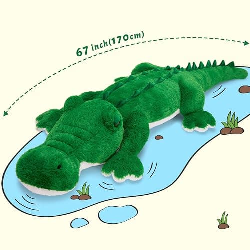 MorisMos Giant Alligator Stuffed Animal, 67inch Huge Alligator Plush Toy, Large Stuffed Crocodile Pillow for Kids, Green thumbnail 5