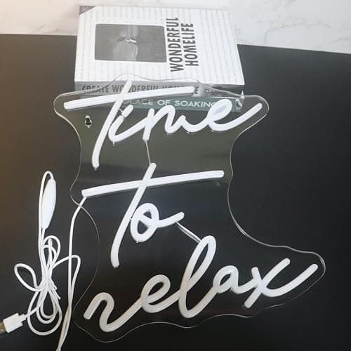 Time To Relax LED Sign Decorative Neon Sign for Bedroom Bathroom Lounge Decor Spa Relaxing Wall Art Decorations Christmas Birthday Gifts (Warm white) thumbnail 9