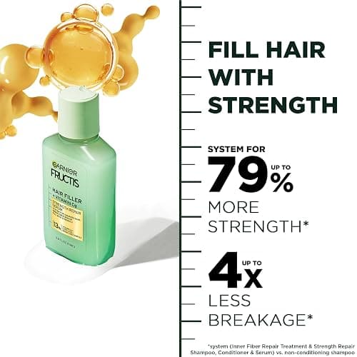 Garnier Fructis Hair Filler Strength Repair Serum Treatment with Vitamin Cg, Hair Serum for Weak, Damaged Split Ends, 3.8 Fl Oz, 1 Count thumbnail 4