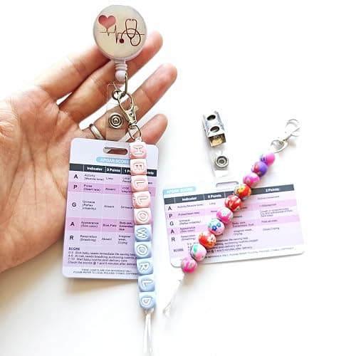 APGAR Score Reference Card with Cervical Dilation Beads for Nurse Badge Reel Accessories, Newborn Assessment Card & Dilation Beads Labor and Delivery for L&D Nurse Badge Reel, Nursing School Supplies thumbnail 3