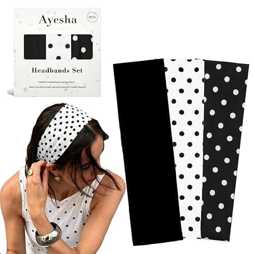 Ayesha Polka Dot Headbands for Women Trendy Head Bands for Women's Hair | Stretchy Comfortable Fit | Non Slip - Stylish Head Bands | Fashion Hair Accessories- Ideal Gifts for Women - Image 1