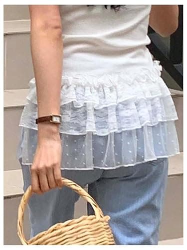 SHENHE Women's Y2k Ruffle Lace Micro Mini Skirt Side Tie Bow Layered Coquette Skirt Accessory thumbnail 4