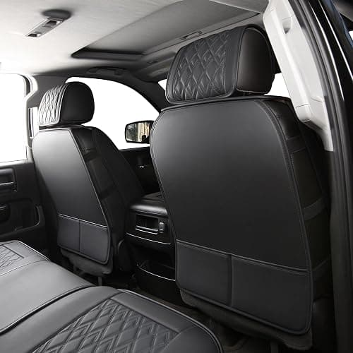 JOJOBAY Chevy Silverado Seat Covers,Leather Seat Covers for GMC Sierra,Custom Fit 2007-2026 1500 2500HD 3500HD Crew Double Extended Regular Cab,LT LZT RST Trail Boss(Front Pair,Black Blue) thumbnail 3