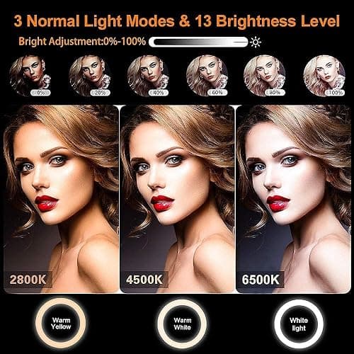 11.5” Ring Light Professionale Grande Luce per Selfie Fotografia Trucco Youtube, Lampada con 40 Modalità & 13 Luminosità, Treppiede Luce ad Anello LED con Telecomando thumbnail 3