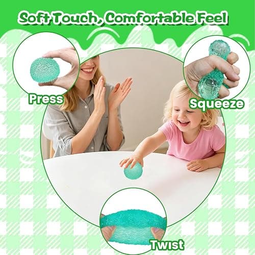 Textured Squishy Stress Ball 6cm/2.36in for Kids Ages 3+ & Adults, Sensory Squeeze Toy, Birthday Party Favor, Easter Basket Stuffer & Goodie Bag Filler(Green) thumbnail 7