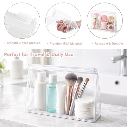 Clear Makeup Bags with Zipper, 60 Pack Cosmetic Bags Bulk Small Travel Toiletry Bag Zipper Pouch Mini Storage Organizer Reusable Plastic EVA Transparent Pouches for Organization Toiletries Bag, 5.9” thumbnail 6