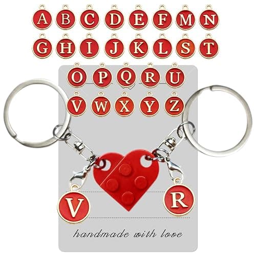 Smilelife Personalized Brick Matching Heart Keychains - Valentine's Gifts for Mom, Dad, Couple, Boyfriend, Girlfriend, Lovers - Image 1