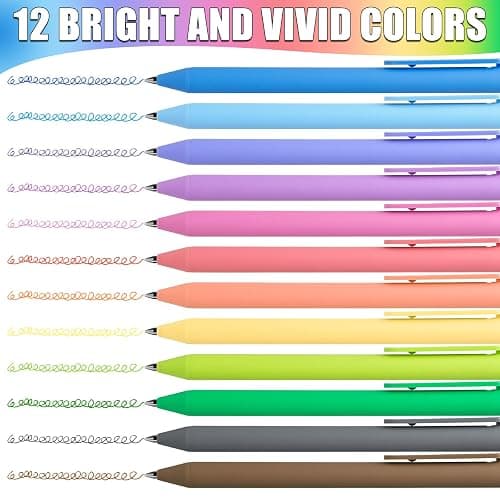 Drawdart Gel Pens 12 Colors Retractable Quick Dry Ink Pens Fine Point 0.7mm, Smoooth Writing Pens Multicolor for Journaling, Drawing, Doodling, and Note Taking, Multicolor, 12-Count thumbnail 3