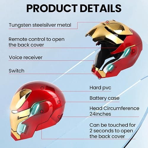 Iron-Man MK50 Electronic Cosplay Helmet, Voice，Touch Control with LED Eyes | Movable rear and ear panels ease wearing, while sound effects and remote operation add realism for display and events. thumbnail 6