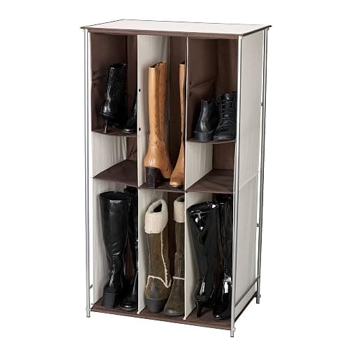 Household Essentials Transformer Boot Storage Rack, Adjustable Cubbies, Soft Poly-Cotton Fabric, Sturdy Steel Frame, Versatile and Stylish, Perfect for Short, Mid and Tall Boots, Natural and Brown 23 Inch thumbnail 4