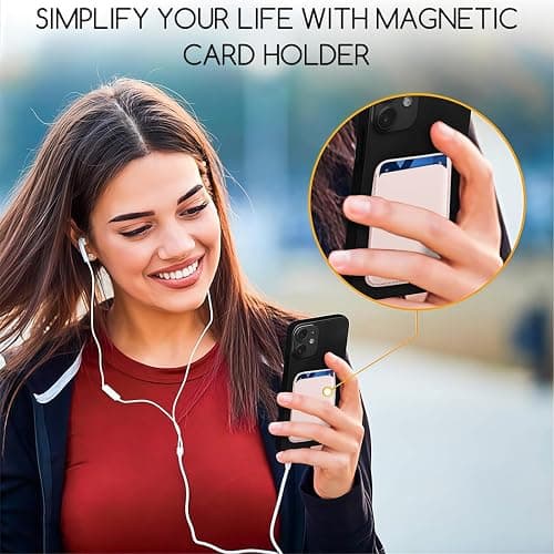 LYQNIHOB 1 Stk, Magnetic Wallet für Handy, Magnetisches Handy Wallet aus veganem Leder, mit rutschfestem Silikon und magnetischem Kartenhalter, RFID-Schutz, Magnetische Geldbörse für iPhone, Graurosa thumbnail 2