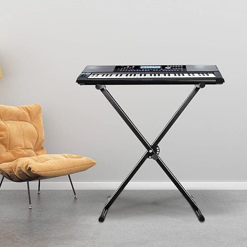 Trintion X Frame Music Keyboard Stand - 49cm-97cm Adjustable Universal Classic & Electronic Piano Stand with Locking Straps (7 Position Folding Height) thumbnail 7