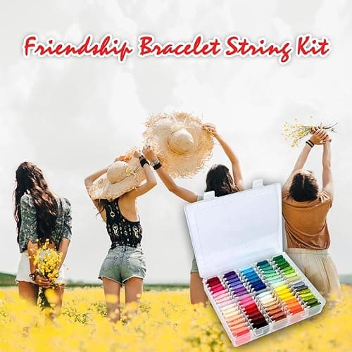 Friendship Bracelet String Kit String Bracelet Making Kit with 80 Skeins Embroidery Floss Cross Stitch Thread with Storage Box thumbnail 7