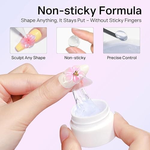 MIZHSE 3PCS 3D Sculpting Gel Nail Art Clear White 5 in 1 Solid Molding Gel | Hard Gel for Nails Non-Sticky U V LED Builder Building Gel Set with Dual Forms for Beginners Salon Home DIY thumbnail 7