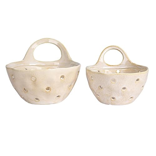 Creative Co-Op Set of 2 Cream Stoneware Colanders thumbnail 10