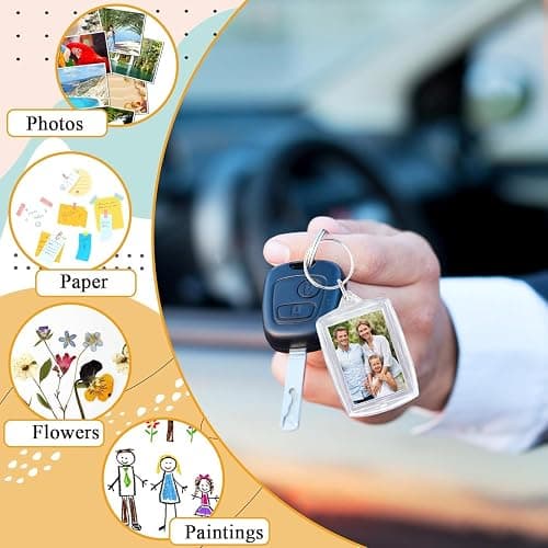 Timerchin Personalized Custom Picture Frame Keychain 6PCS Acrylic Clear Rectangle Photo Keychain Blanks DIY for Loved Ones thumbnail 6