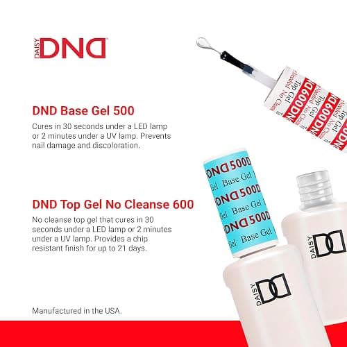 DND Base Gel & Top Gel No Cleanse Duo | Professional UV/LED Base Coat & No Cleanse Top Coat Set, Glossy Chip-Free Finish, Long Lasting Wear, Easy Soak Off Removal thumbnail 3