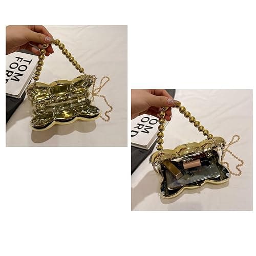 HZhuyu Bow Purse for Women Mini Bow Clutch Purse Y2k Bow Metallic Small Wedding Crossbody Cute Clutch Party Handbag thumbnail 4
