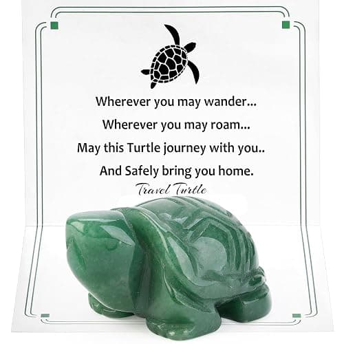 DUQGUHO 2" Travel Turtle Gift Decor Crystals Figurines Green Aventurine Crystal Best Mom Turtles Travels Gifts for Women Traveling Travelers Summer Cute Decorations - Image 1