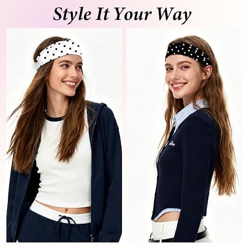 Headbands for Women Non-Slip Workout Hair Bands, 6 Pack Stretchy Athletic Soft Sweatbands, Elastic Cloth Fabric Headband, Fashion Head Bands for Yoga Running Sports Gym Sports Exercise thumbnail 6