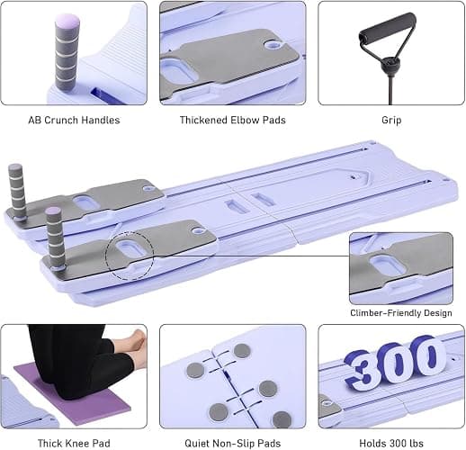 Pilates Reformer Board Set - 2025 Foldable 8-in-1 Pilates Machine for Full Body Workouts, Ab Core Trainer with Resistance Bands, Portable Home Pilates Equipment for Women & Men thumbnail 6